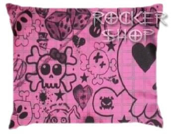 Vankúš SKULL BOW-Pink Drawings