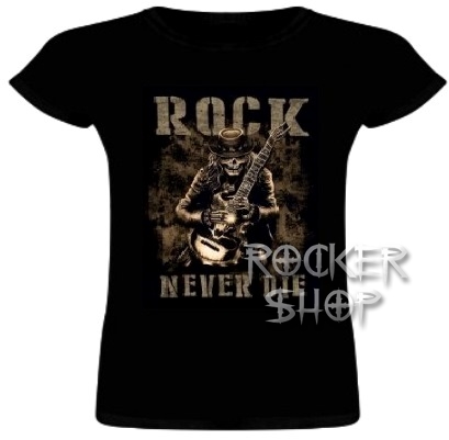 Tričko ROCK NEVER DIE dámske-Guitar