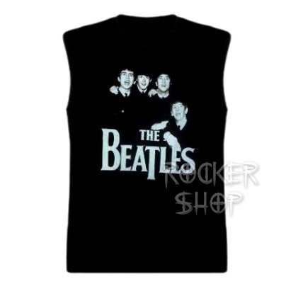 Tričko BEATLES pánske-Band BW/bez rukávov