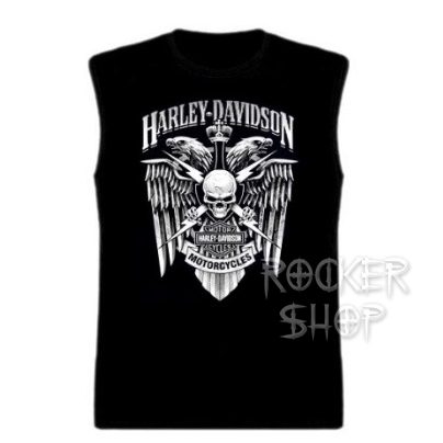 Tričko HARLEY DAVIDSON pánske-Motorcycles BW/bez rukávov