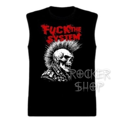 Tričko FUCK THE SYSTEM pánske-Skull/bez rukávov