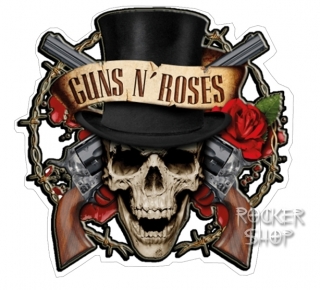  Nálepka GUNS N´ROSES orezaná-Top Hat Skull