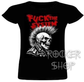 Tričko FUCK THE SYSTEM dámske-Skull