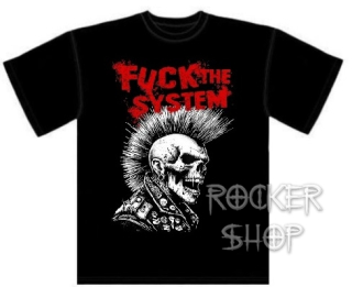 Tričko FUCK THE SYSTEM pánske-Skull
