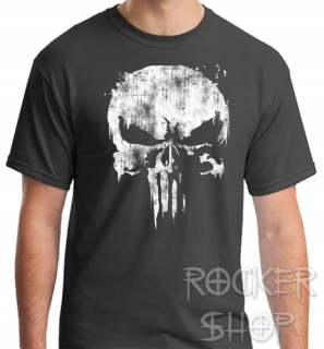 Tričko PUNISHER pánske-White Skull/Grey