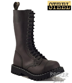 Topánky STEEL-15 dierkové hnedé